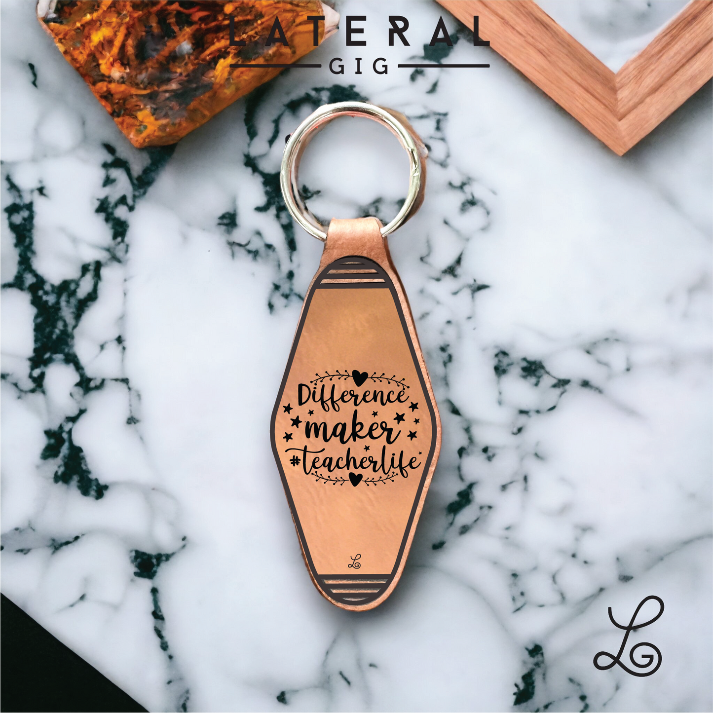 Difference Maker #TeacherLife Leather Keychain
