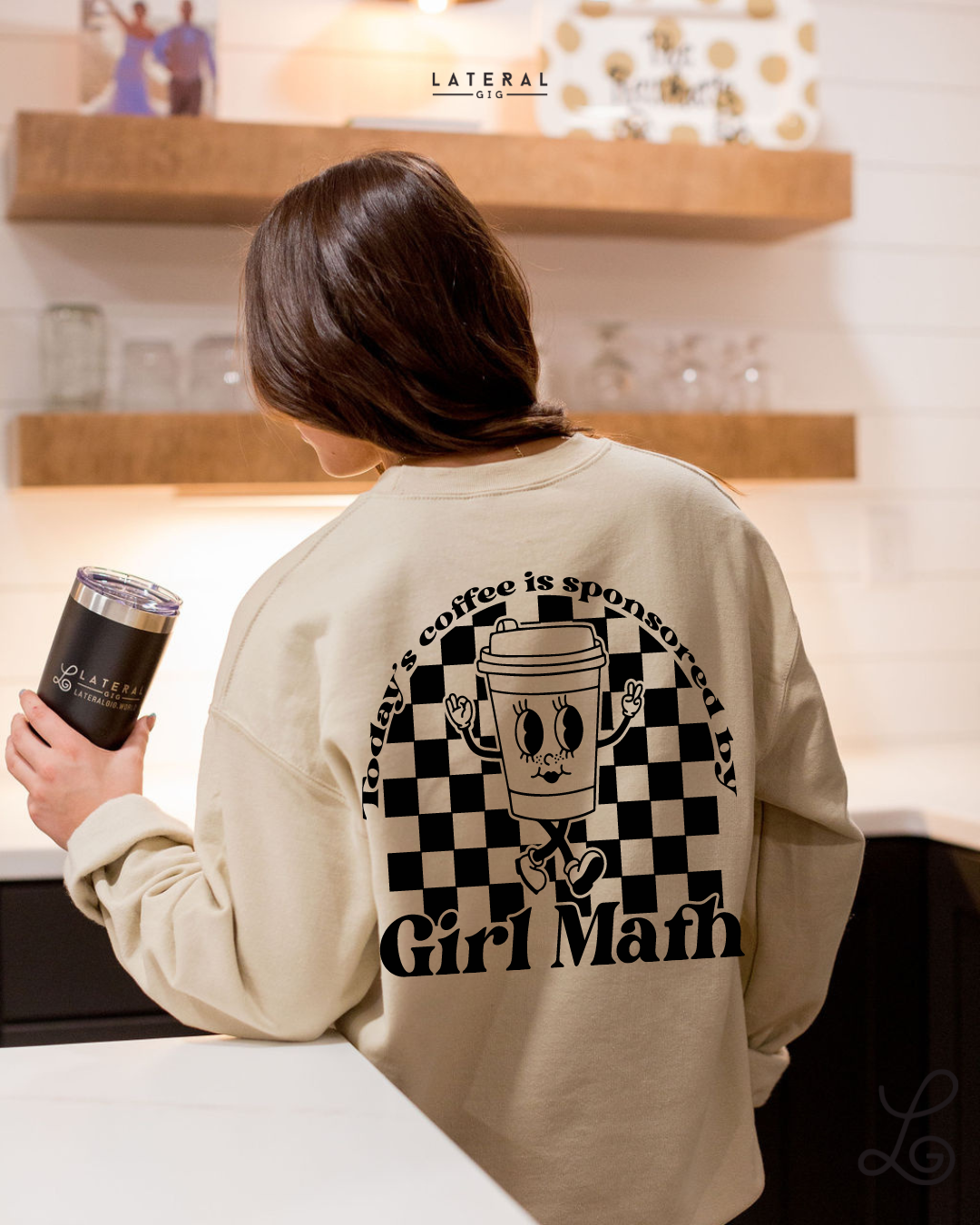 Todays Coffee is Sponsored by Girl Math Checkered Crewneck