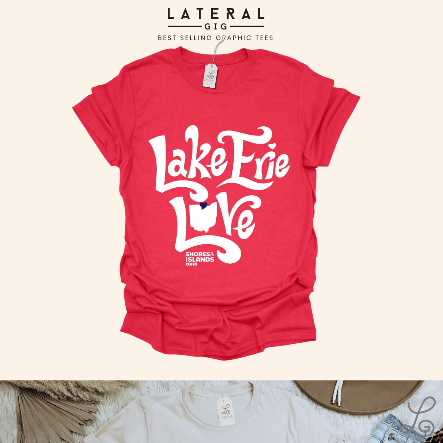 Lake Erie Love Red Tee